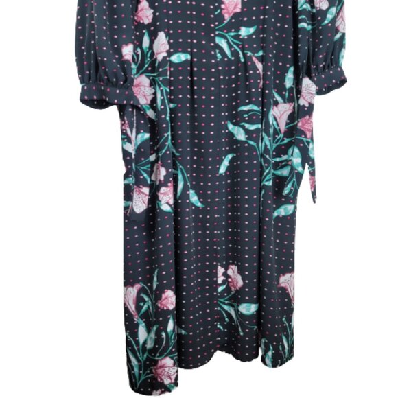 H&M Floral Print Tie Long Sleeve Midi Dress - Picture 9 of 12